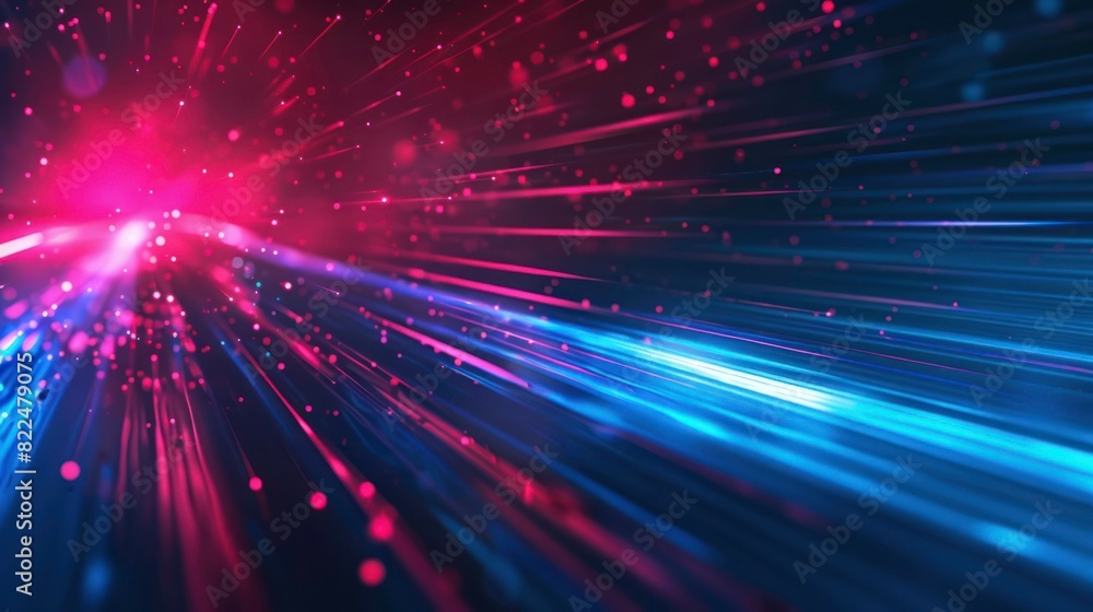 Poster futuristic speed motion with blue and red rays of light abstract background