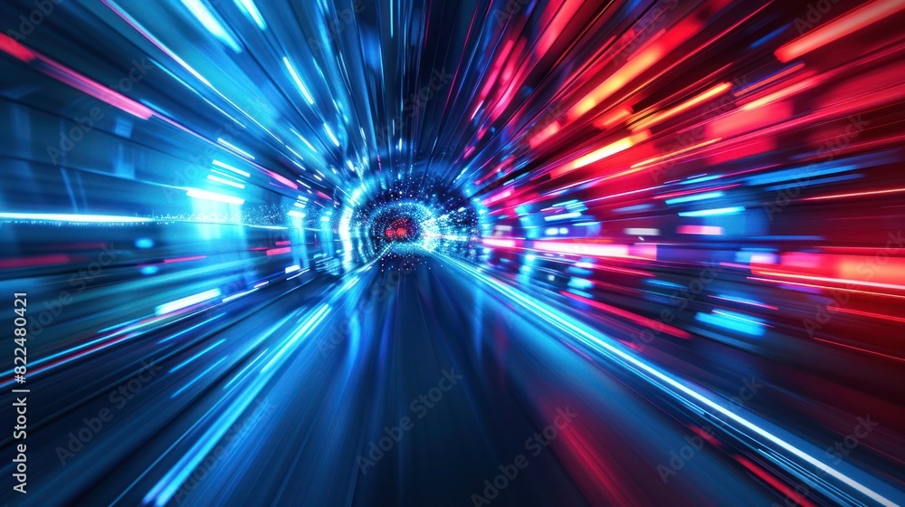 Poster futuristic speed motion with blue and red rays of light abstract background