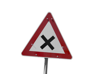 Vorsicht im Kreuzungsbereich, Verkehrszeichen, freigestellt als PNG-Datei