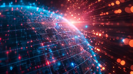 Naklejka premium Technology Concept Network Connections Encircling the Earth's Surface