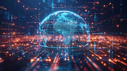 Fototapeta premium Technology Concept Network Connections Encircling the Earth's Surface