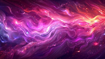  A black background adorned with white stars; at its heart, a pink and purple swirl, surrounded by stars, while the central area transitioned to a blend of purple and pink abstract