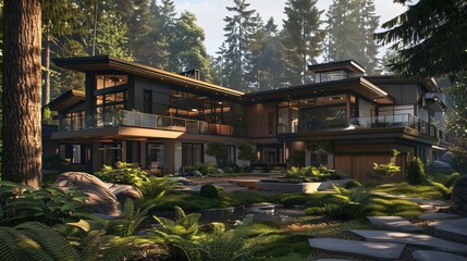 Obraz premium Modern Glass House, Contemporary luxury Home Exterior