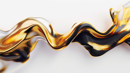 A gold and black wave is shown on a white background