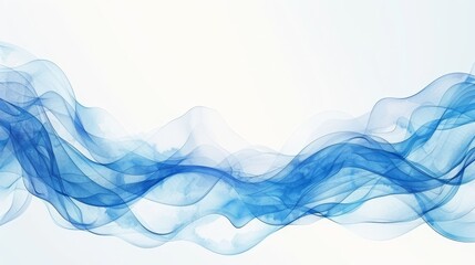  Blue smoke waves to the left on a white background, with a clear expanse to the right