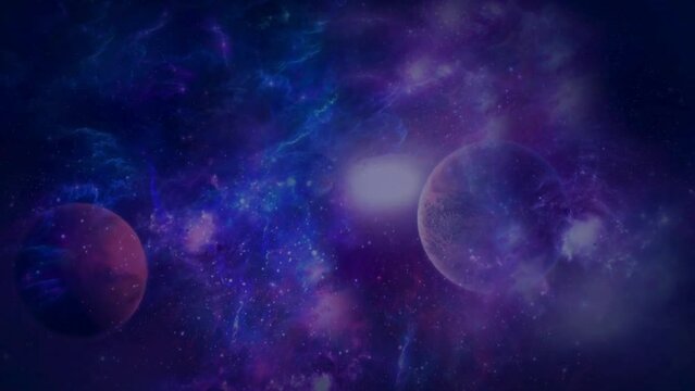 Purple Background With Planets & Stars