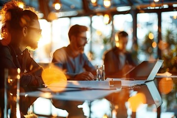 Obraz premium Strategic Business Meeting at Sunset