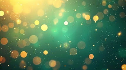  A clear image features a green and yellow background filled with numerous small circular lights At its center lies a distinct star