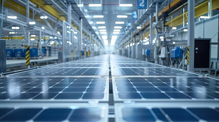 Naklejka premium Production of solar panels at the modern factory