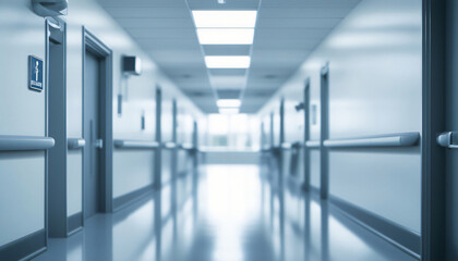 Fototapeta premium Blurred image of the interior of a hospital corridor.
