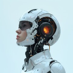 Naklejka premium The Ethereal Helmswoman. Generative AI