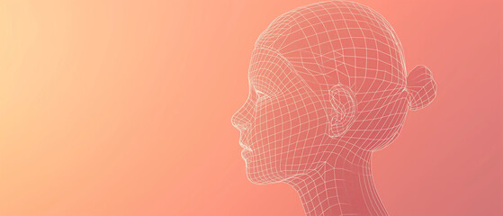 A woman's face is shown in a computer generated image