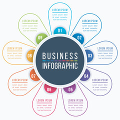 Infographic design 9 steps, objects, elements or options business information template