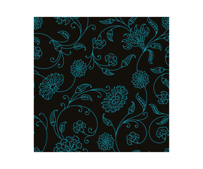 HAND DRAWN BLUE DAFFODIL FLORAL SEAMLESS PATTERN DIGITAL CONTEMPORARY PRINT