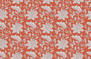 HAND DRAWN SUNFLOWER WITH LEAVES SEAMLESS INDIAN PATTERN DIGITAL CONTEMPORARY PRINT