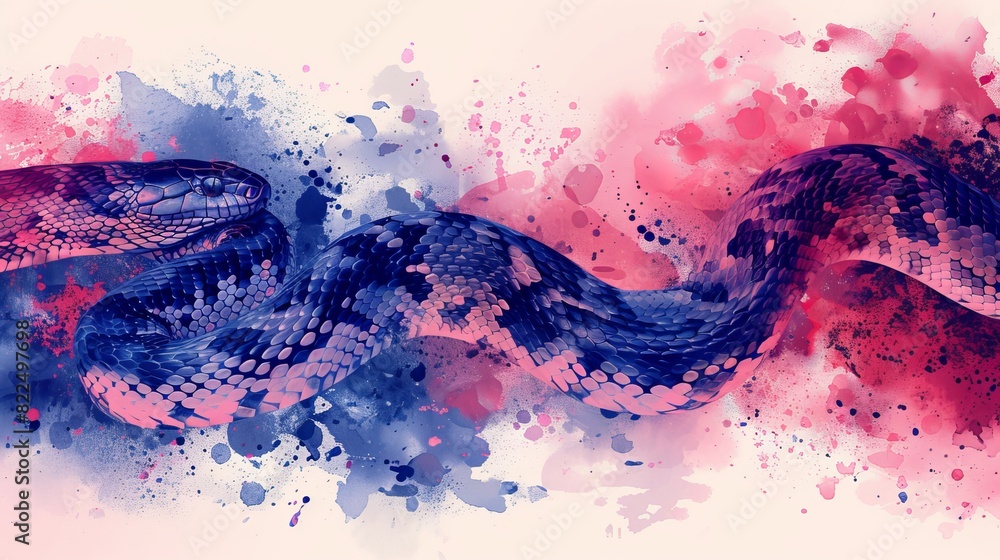 Poster a seamless wild design pattern featuring a snakeskin background with a watercolor effect. ideal for 