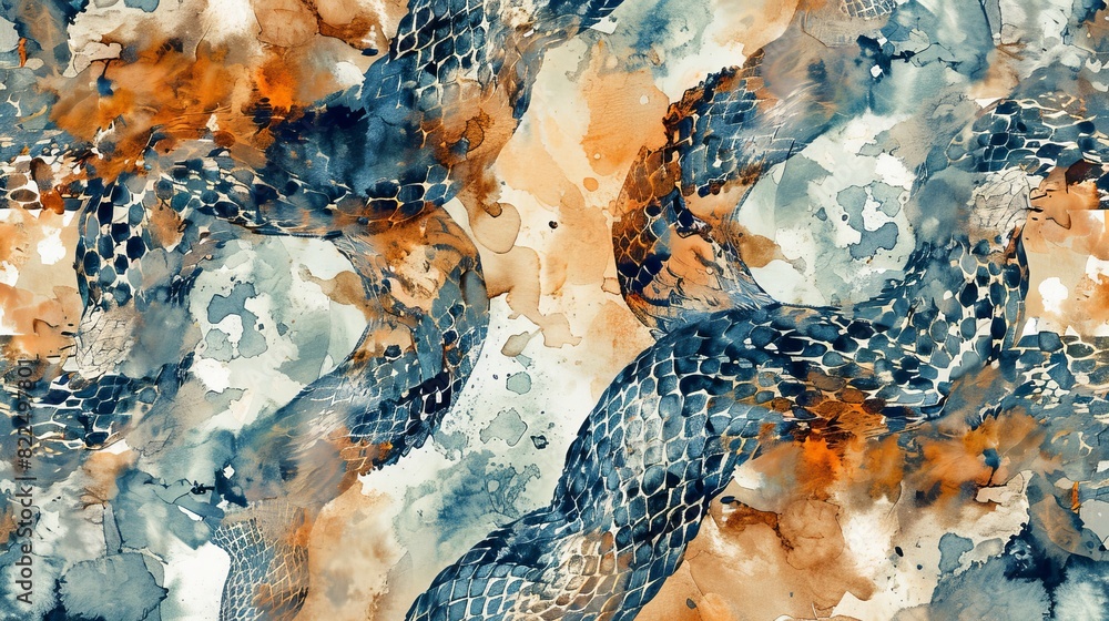 Aufkleber a seamless wild design pattern featuring a snakeskin background with a watercolor effect. ideal for 