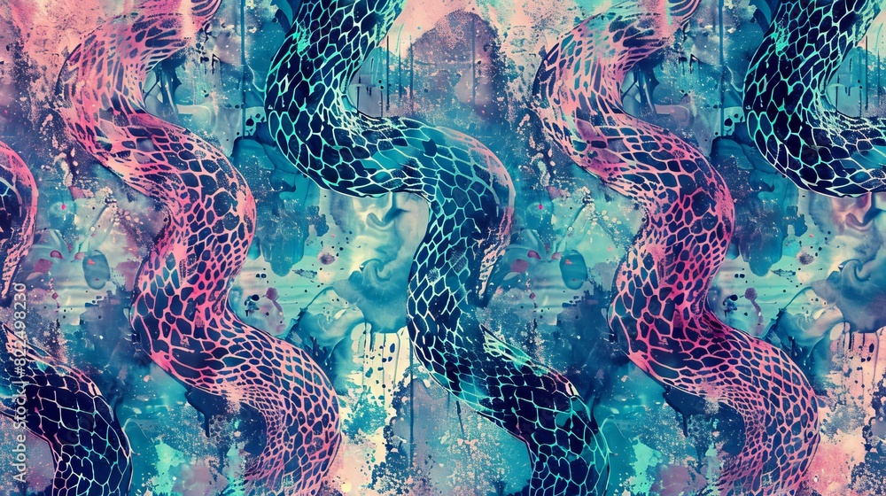 Poster a seamless wild design pattern featuring a snakeskin background with a watercolor effect. ideal for 