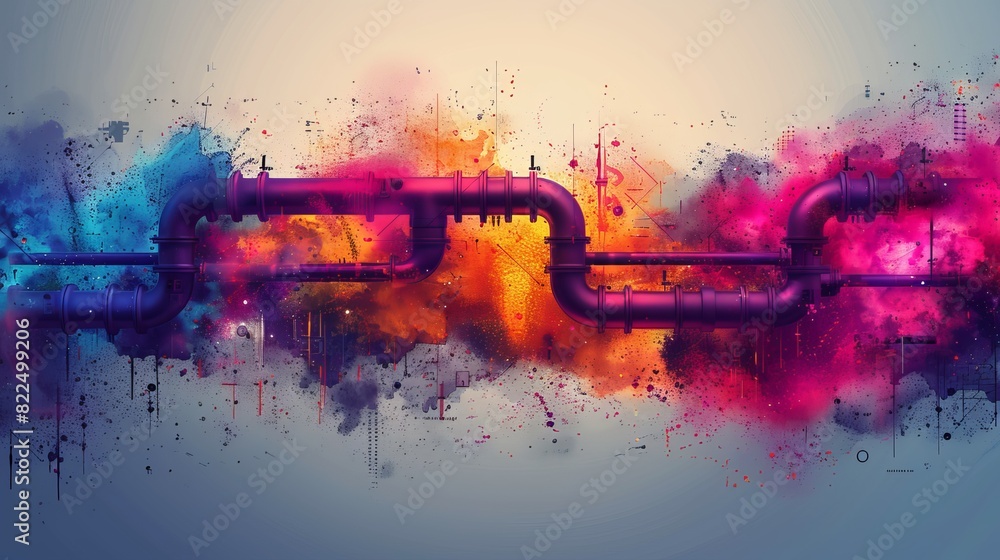 Poster a vibrant vector pipeline, serving as a design element.
