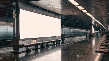 Engaging billboard at baggage claim, designed to refresh and intrigue travelers.