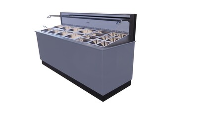 Illustration of a catering table, a place for vegetables, rice and side dishes