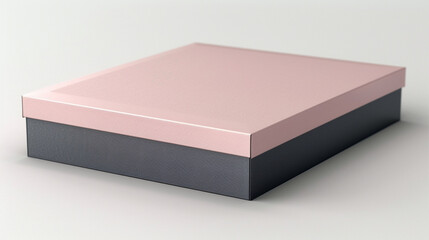 Charcoal lid tops a dusty rose rectangular blank box, presented with elegance.