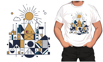 Geometric t-shirt design vector, illustration 