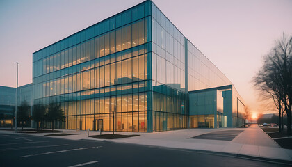 office building at sunset