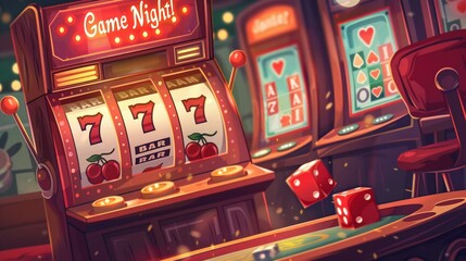 Casino slot machines jackpot big win 777 casino photo concept. Generative AI