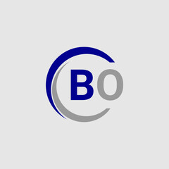 a blue and white logo with the B and O letter