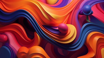 Vibrant Abstract Art with Dynamic Waves and Colorful Layers
