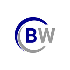 a blue and white logo with the B and W letter.