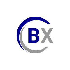 a blue and white logo with the B and X letter