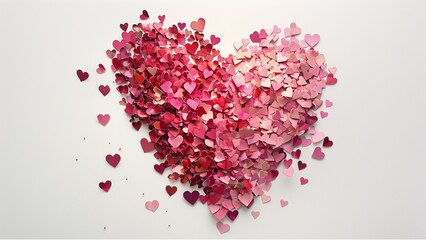 a graphic representation of a large heart made up of multiple smaller hearts in various shades of pink and red