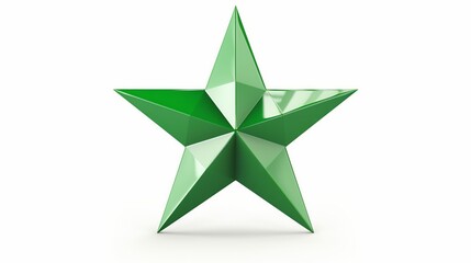 Obraz premium Green origami star on plain white surface