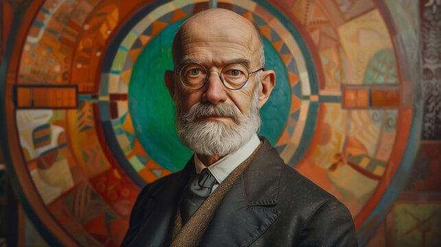 A painting of L. M. Zamenhof wearing glasses and sporting a beard