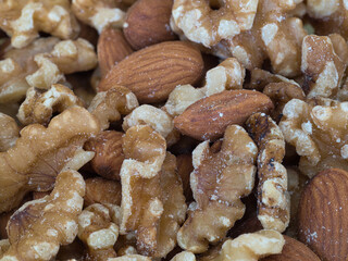 Still life of almonds and walnuts. Healthy food