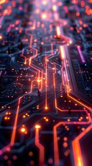 Obraz premium Abstract glowing circuit board pattern.