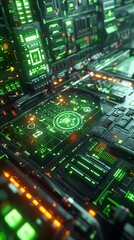 Obraz premium Futuristic green and orange technology interface.