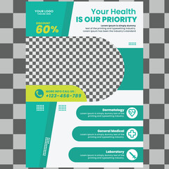 Corporate healthcare and medical cover flyer design template for print