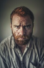 Serious Man with Red Hair and Beard