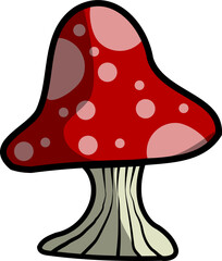 A vector illustration of a cute little red mushroom with shading.