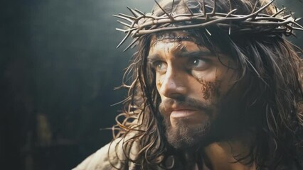 A poignant depiction of Jesus, featuring a blurred figure adorned with a crown of thorns.