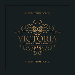 Luxury hotel label template. Trendy vintage royal ornament frames illustration.