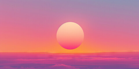 Obraz premium The sun sets, painting the sky in gentle hues of pink, orange, and purple.