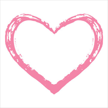 recommend clip art: Grunge pink heart outline shape isolated on white background. Heart shape, love symbol