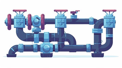 Pipeline for various purposes: city engineering network, underground part of the system. Isolated vector illustration.