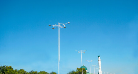 the domes of the mosque are visible