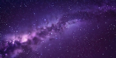 Naklejka premium The deep purple night sky is filled with twinkling stars, the Milky Way stretching across it like a shimmering ribbon