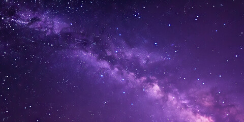 The deep purple night sky is filled with twinkling stars, the Milky Way stretching across it like a shimmering ribbon